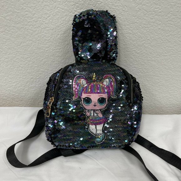 LOL Surprise Other - LOL Surprise! Flip Sequin Backpack for Girls Bunny Ears Unicorn Black Mini Bag